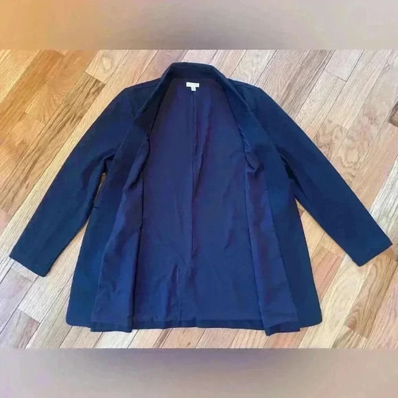 Garnet Hill Navy Blue Wool Blend Stretch Knit Blazer Jacket Women’s Size 14 - Picture 5 of 12